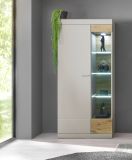Vitrine Griego in Kieselgrau matt und Zinneiche Wohn- und Esszimmer Vitrinenschrank 90 x 199 cm