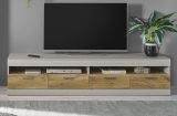 TV-Lowboard Griego in Kieselgrau matt und Zinneiche TV Unterteil 200 x 46 cm XL-Board