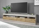 TV-Lowboard Griego in Kieselgrau matt und Zinneiche TV Unterteil 200 x 46 cm XL-Board