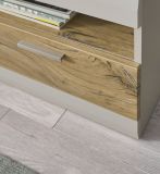 Wohnwand Griego in Kieselgrau matt und Zinneiche Wohnkombination 3-teilig 300 x 199 cm