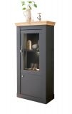 Vitrinenschrank Ribera in grau und Wotan Eiche Landhaus Wohn- und Esszimmer Vitrine 72 x 146 cm