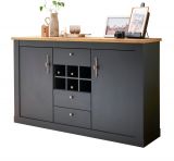 Sideboard Ribera in grau und Wotan Eiche Landhaus Wohn- und Esszimmer Kommode 169 x 104 cm