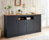 Sideboard Ribera in grau und Wotan Eiche Landhaus Wohn- und Esszimmer Kommode 200 x 104 cm