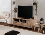 TV-Lowboard Douro in Schweden Eiche mit 3D-Reliefoptik TV Unterteil 140 x 50 cm