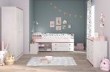 Parisot Kinder- und Jugendzimmer Smoozy21 in wei Kiefer mit blau oder pink Komplett-Set 4-teilig