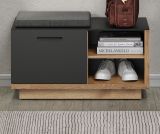 Garderobe Sitzbank Synnax in grau und Evoke Eiche Garderobenbank und Schuhschrank 90 x 48 cm