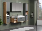 Badezimmer Spiegelschrank Synnax in grau Badschrank 3-trig 120 cm