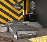 Parisot Kinder- und Jugendzimmer Set 3-teilig Fabric22 in Esche grau und schwarz mit Gamingtisch