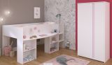 Parisot Kinder- und Jugendzimmer Pirouette14 in wei mit grau oder rosa Set 2-teilig mit Hochbett und Kleiderschrank