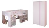 Parisot Kinder- und Jugendzimmer Pirouette14 in wei mit grau oder rosa Set 2-teilig mit Hochbett und Kleiderschrank