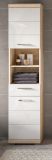 Badezimmer Hochschrank Mambo in wei Hochglanz und Sonoma Eiche Badschrank 37 x 191 cm