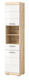 Badezimmer Hochschrank Mambo in wei Hochglanz und Sonoma Eiche Badschrank 37 x 191 cm