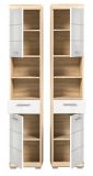Badezimmer Hochschrank Mambo in wei Hochglanz und Sonoma Eiche Badschrank 37 x 191 cm