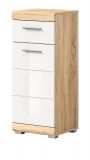 Badezimmer Kommode Mambo in wei Hochglanz und Sonoma Eiche Badschrank 37 x 88 cm