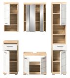 Badmbel Set 5-teilig Mambo in wei Hochglanz und Sonoma Eiche Badkombination 164 x 191 cm