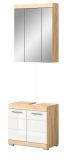 Badmbel Set 2-teilig Mambo in wei Hochglanz und Sonoma Eiche Badkombination 60 x 191 cm