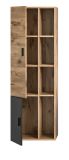 Badezimmer Midischrank Oderzo in Eiche und grau Badschrank 48 x 144 cm Soft-Close