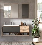 Badezimmer Spiegelschrank Oderzo in Eiche Badschrank 3-trig 80 cm Soft-Close