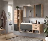 Badezimmer Hngeschrank Oderzo in Eiche und grau Badschrank 37 x 75 cm Soft-Close