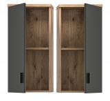 Badezimmer Hngeschrank Oderzo in Eiche und grau Badschrank 37 x 75 cm Soft-Close