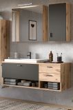 Badmbel Set mit Waschbecken Oderzo in Eiche und grau mit Waschbecken, Soft-Close