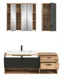 Badmbel Set mit Waschbecken Oderzo in Eiche und grau mit Waschbecken, Soft-Close