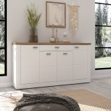 Sideboard Michigan in wei matt und Viking Eiche Kommode 159 x 88 cm, Soft-Close