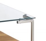 Couchtisch Glasgow in Glas und Eiche Beistelltisch quadratisch mit Ablage 65 x 65 cm