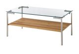Couchtisch Glasgow in Glas und Eiche Beistelltisch mit Ablage 110 x 60 cm