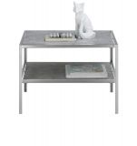 Couchtisch Orinoco in Glas mit Keramik-Optik grau und Edelstahl Beistelltisch quadratisch 64 x 64 cm