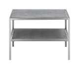 Couchtisch Orinoco in Glas mit Keramik-Optik grau und Edelstahl Beistelltisch quadratisch 64 x 64 cm