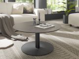 Couchtisch Tartu in Keramik anthrazit und schwarz Sulentisch rund  80 cm