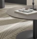 Couchtisch Tartu in Keramik anthrazit und schwarz Sulentisch rund  80 cm