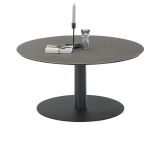 Couchtisch Tartu in Keramik anthrazit und schwarz Sulentisch rund  80 cm