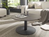 Couchtisch Tartu in Keramik anthrazit und schwarz Sulentisch rund  80 cm