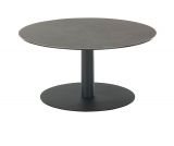 Couchtisch Tartu in Keramik anthrazit und schwarz Sulentisch rund  80 cm