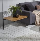 Couchtisch Alto in Eiche massiv gelt Beistelltisch mit Metallgestell quadratisch 60 x 60 cm