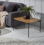 Couchtisch Alto in Eiche massiv gelt Beistelltisch mit Metallgestell quadratisch 60 x 60 cm