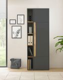 Aktenregal Center in grau matt und Wotan Eiche Standregal fr Homeoffice und Bro 20 x 200 cm