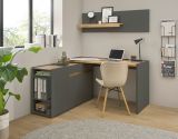 Broregal Center in grau matt und Wotan Eiche Wandregal fr Homeoffice und Bro 140 cm