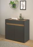 Bro Kommode Center in grau matt und Wotan Eiche Broschrank fr Homeoffice und Bro 80 x 70 cm