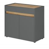 Bro Kommode Center in grau matt und Wotan Eiche Broschrank fr Homeoffice und Bro 80 x 70 cm