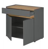 Bro Kommode Center in grau matt und Wotan Eiche Broschrank fr Homeoffice und Bro 80 x 70 cm