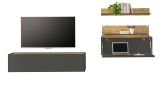 Wohnwand mit Sekretr Center in grau matt und Wotan Eiche Wohnkombination 3-teilig 270 x 170 cm