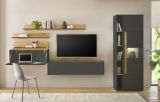 Wohnwand mit Sekretr Center in grau matt und Wotan Eiche Wohnkombination 6-teilig 340 x 200 cm