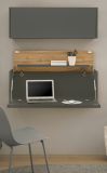 Brombel Set Center in grau matt und Wotan Eiche Broschrank und Sekretr hngend fr Homeoffice 100 cm