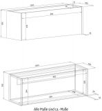 Brombel Set Center in grau matt und Wotan Eiche Broschrank und Sekretr hngend fr Homeoffice 100 cm
