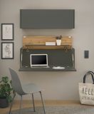 Brombel Set Center in grau matt und Wotan Eiche Broschrank und Sekretr hngend fr Homeoffice 100 cm