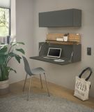 Brombel Set Center in grau matt und Wotan Eiche Broschrank und Sekretr hngend fr Homeoffice 100 cm