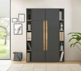 Aktenschrank Set Center in grau mit Wotan Eiche 2x Schrank und 2x Regal Bro und Homeoffice 140 x 200 cm